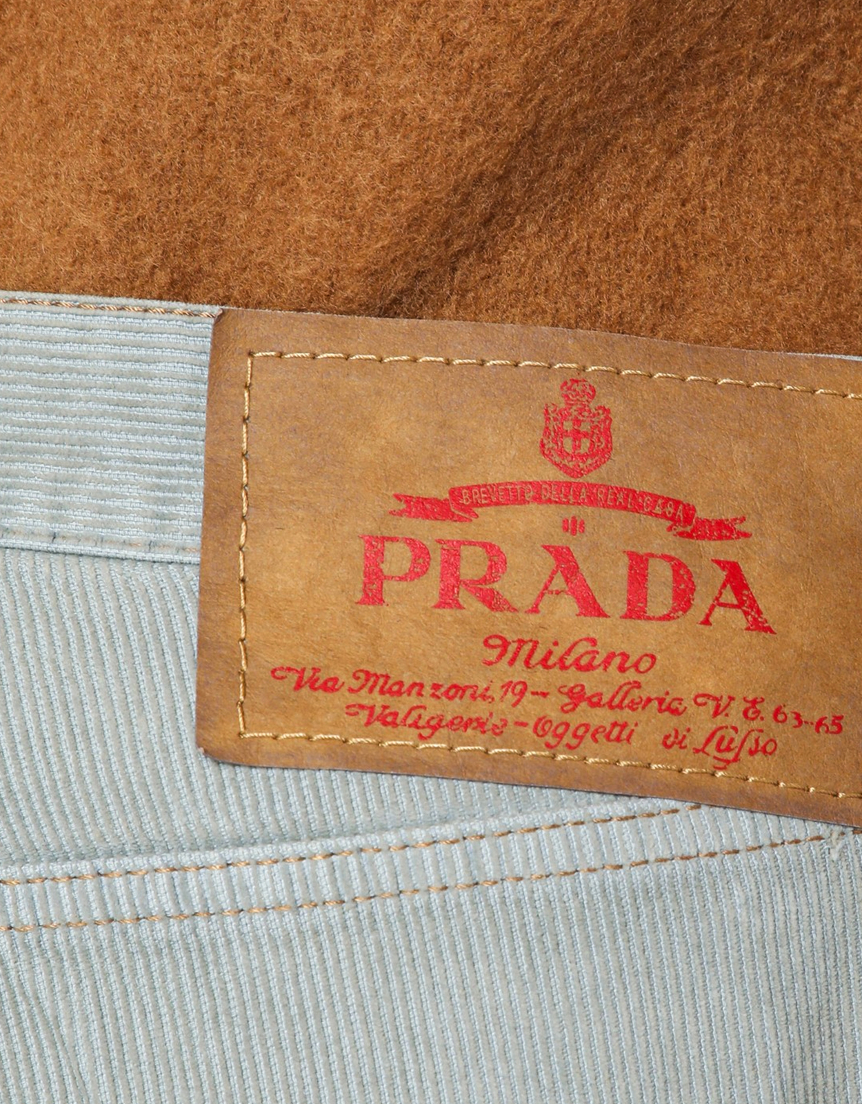 Prada メンズライトブルーコットンウォッシュドエフェクトパンツ