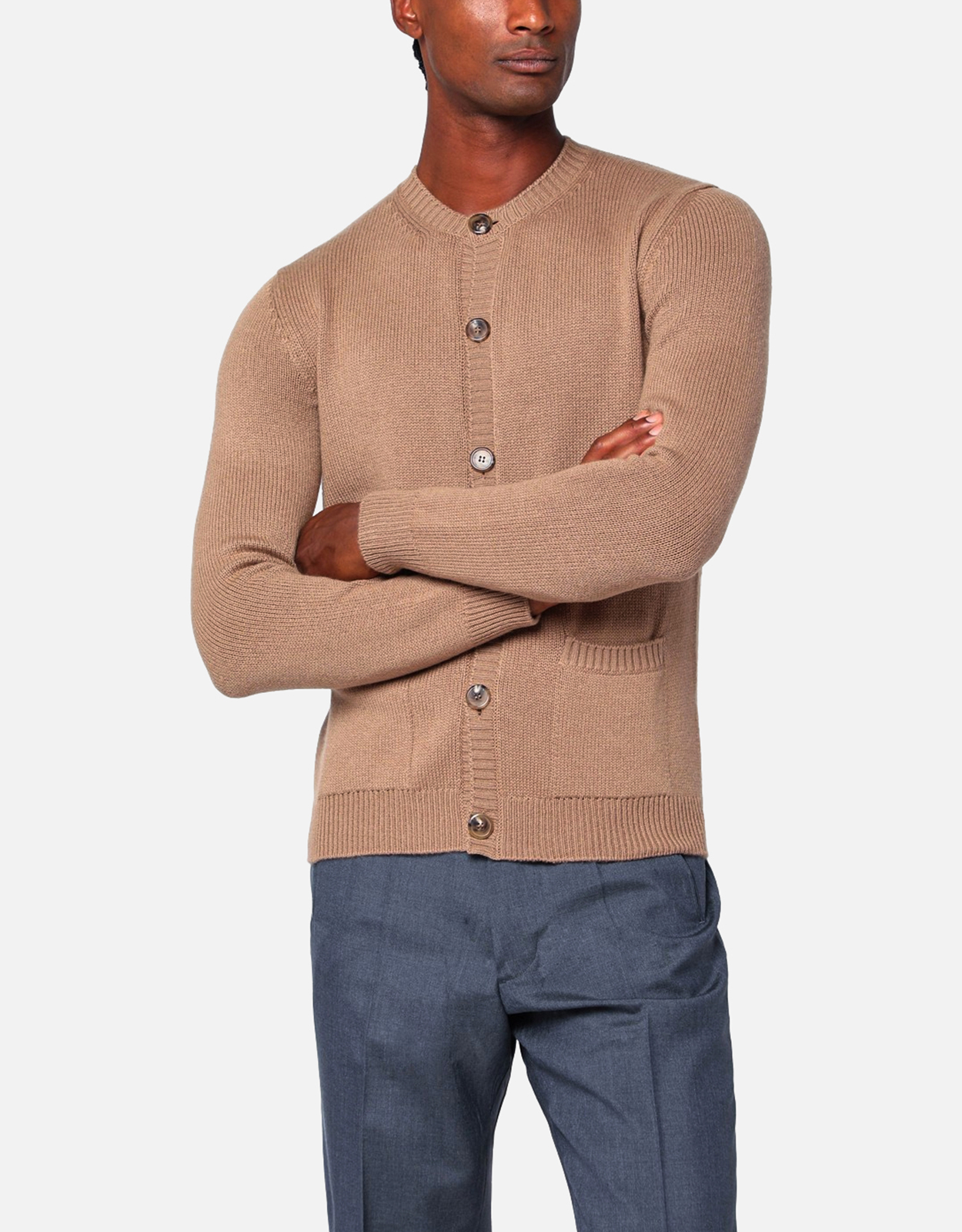 Prada メンズカシミヤスリムフィット無地カーディガン (アパレル