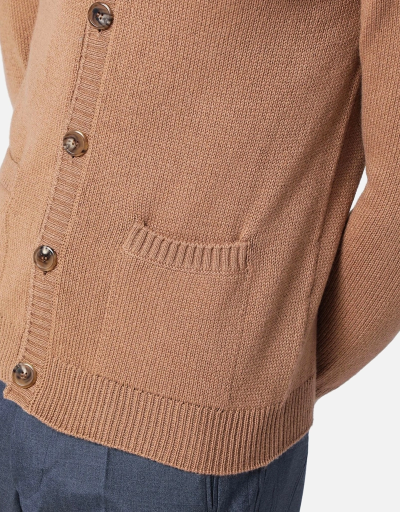 Prada Camel-coloured cardigan in cashmere (Clothing,Shirts) IFCHIC.COM