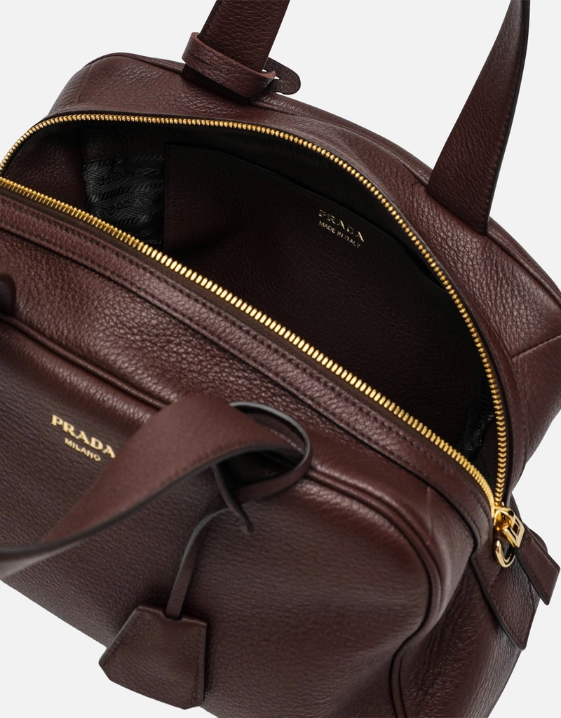 Prada ラージブラウンレザーダッフルバッグ (すべての新品) IFCHIC.COM