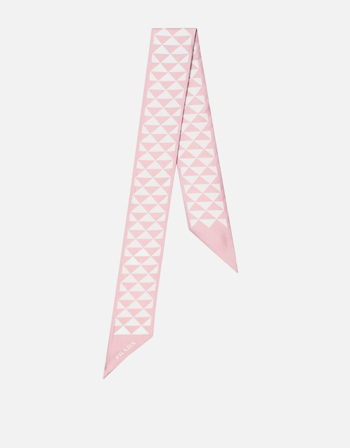 PRADA シルク スカーフ トライアングル ピンク PRADA ピンクと白の