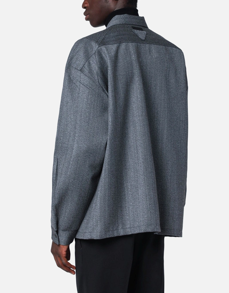 Prada メンズウールジッパーストレートフィットシャツ (シャツ) IFCHIC.COM