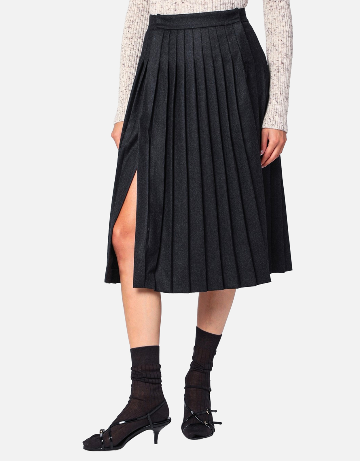 PRADA / ウール スカート フリンジ 黒 40 Aライン ブラック PRADA