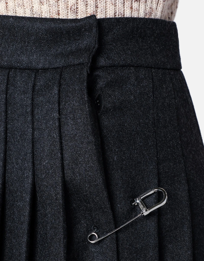 Prada プリーツヴァージンウールラップフレアスカート (ドレス) IFCHIC.COM