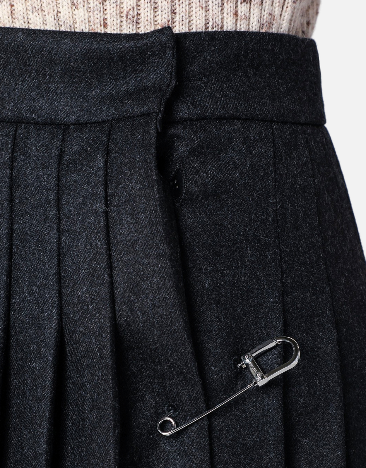 Prada プリーツヴァージンウールラップフレアスカート (ドレス) IFCHIC.COM