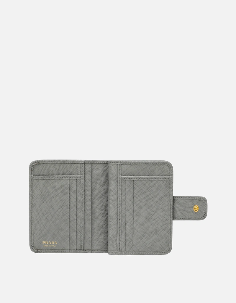 PRADA ライトグレー 二つ折り財布 PRADA プラダ 二つ折り財布 コンパクト財布 サフィアーノ レザー