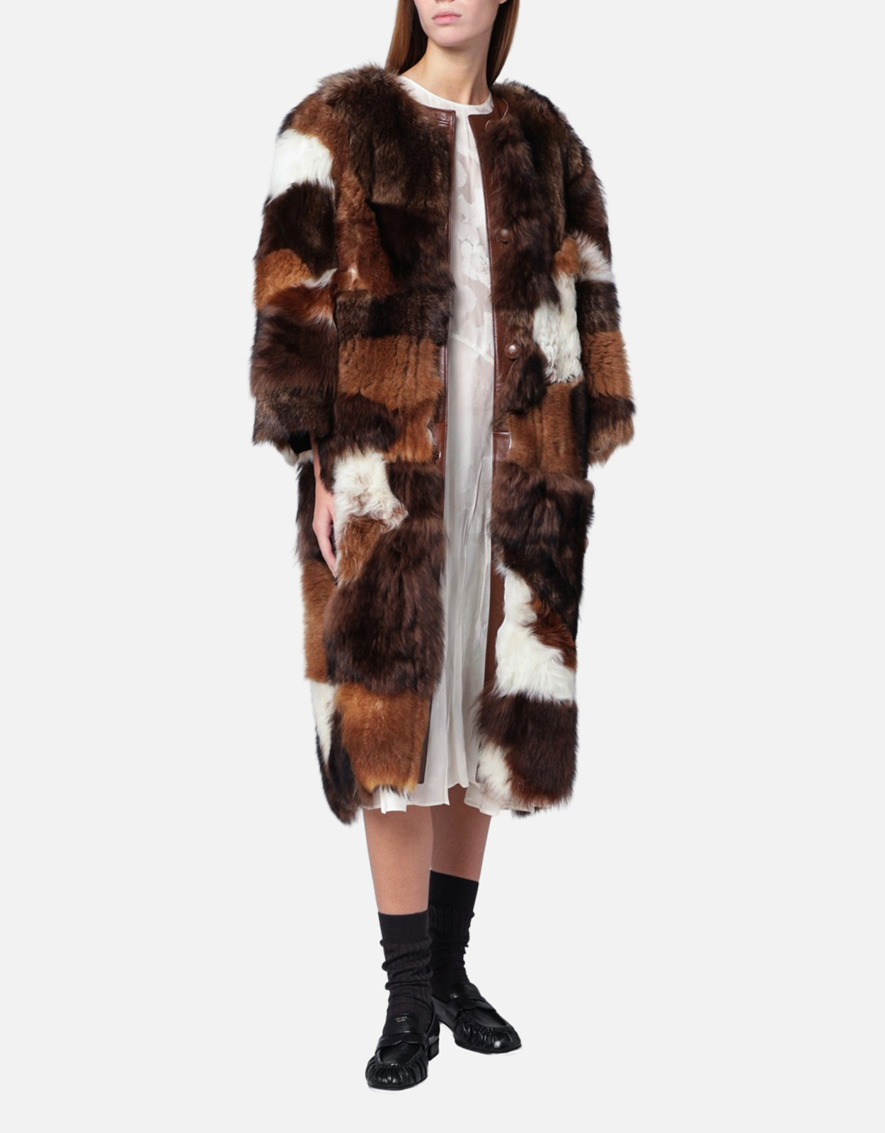 Prada Prada Patchwork shearling coat　プラダ パッチワーク ムートン コート