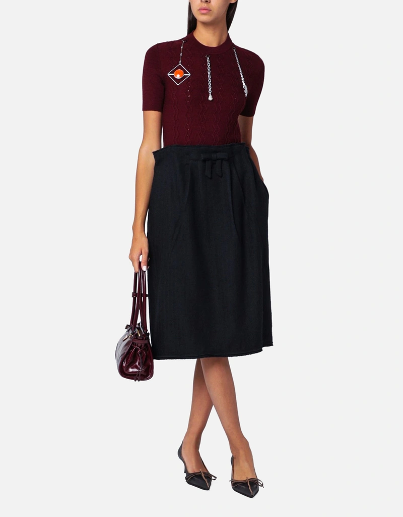 Prada ショートスリーブ初剪ウールペンダントスリムフィットセーター