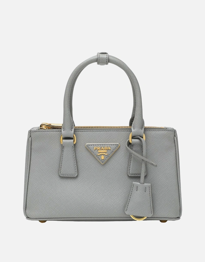 Prada ガレリア ミニ レザーバッグ ライトグレー (すべての新品