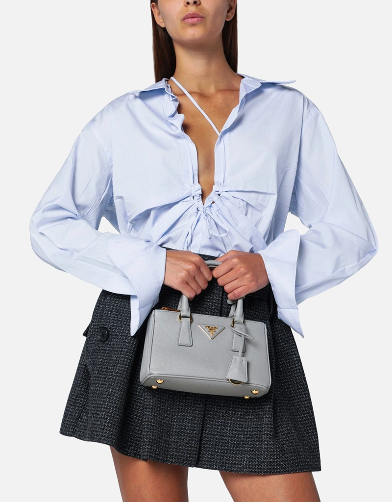 Prada ガレリア ミニ レザーバッグ ライトグレー (すべての新品