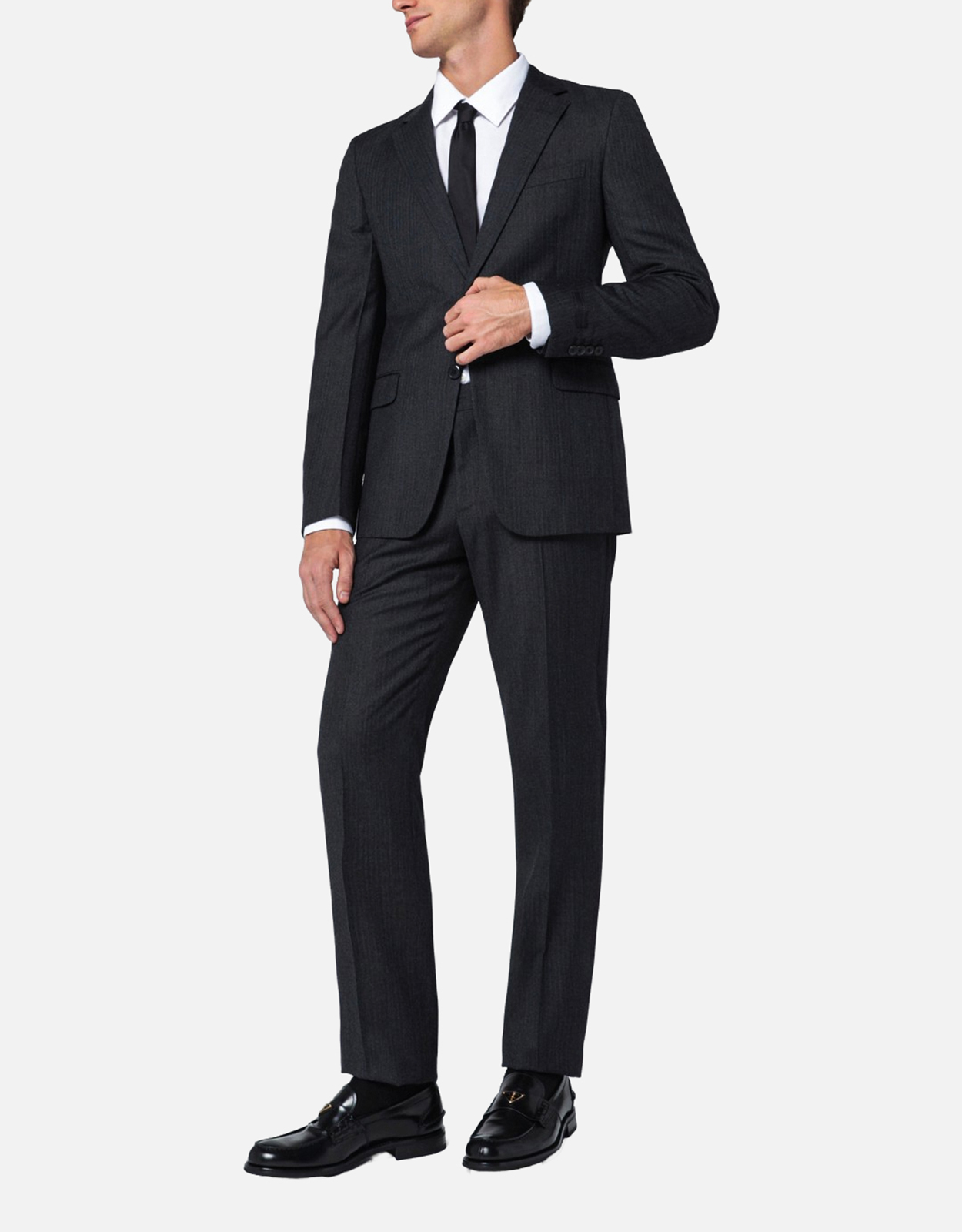 Prada メンズ シングルブレスト ウールとカシミヤ スリムフィット