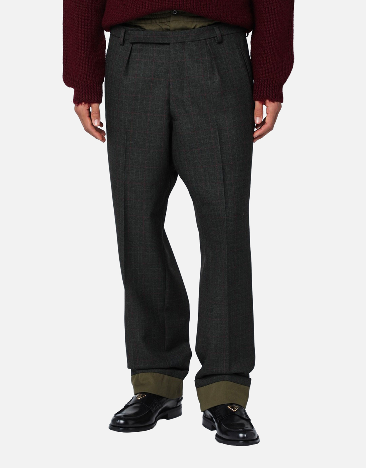 Prada Prada Forest-green trousers with double waistband - IT 50　Prada ダブルウエストバンド付きフォレストグリーンのパンツ - IT 50