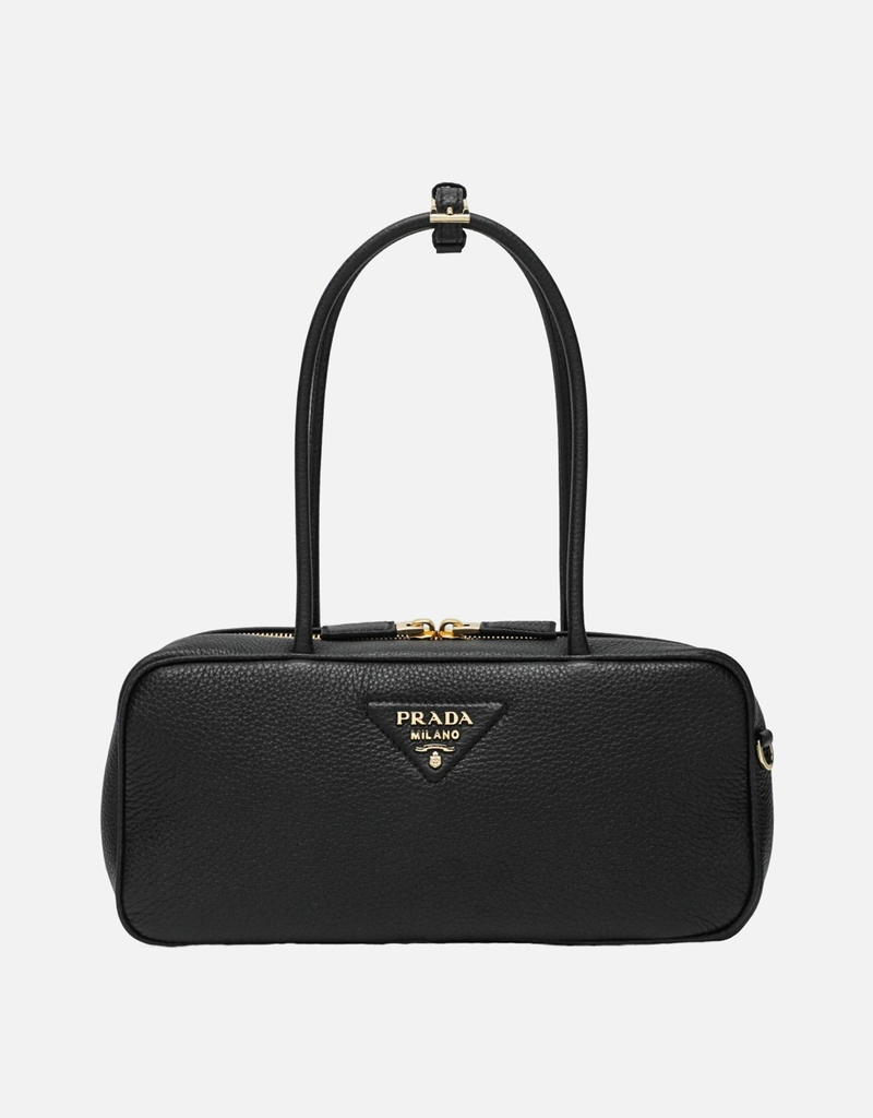 Prada ミディアムブラックレザーボーリングバッグ (すべての新品