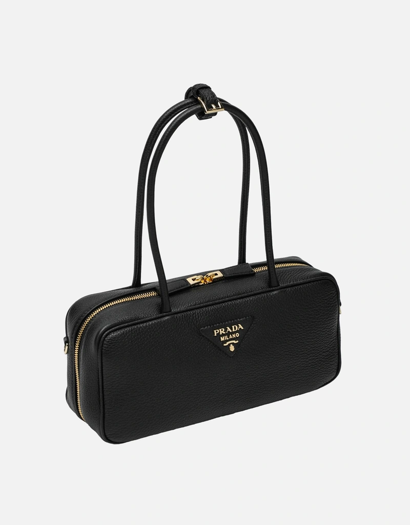 Prada ミディアムブラックレザーボーリングバッグ (すべての新品