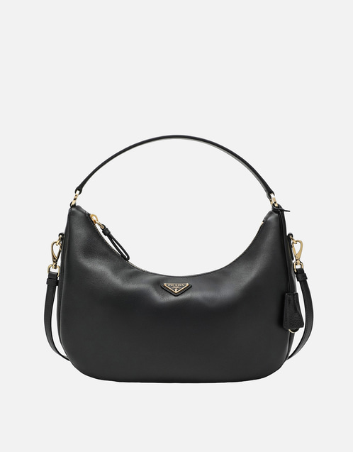 Prada ブラックレザーショルダーバッグ (すべての新品) IFCHIC.COM