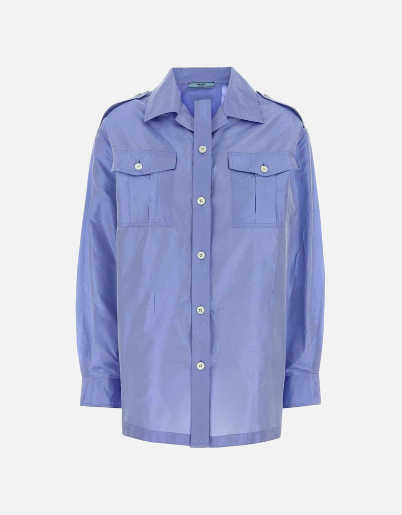 Prada ライトブルーシルクタフタシャツ (すべての新品) IFCHIC.COM