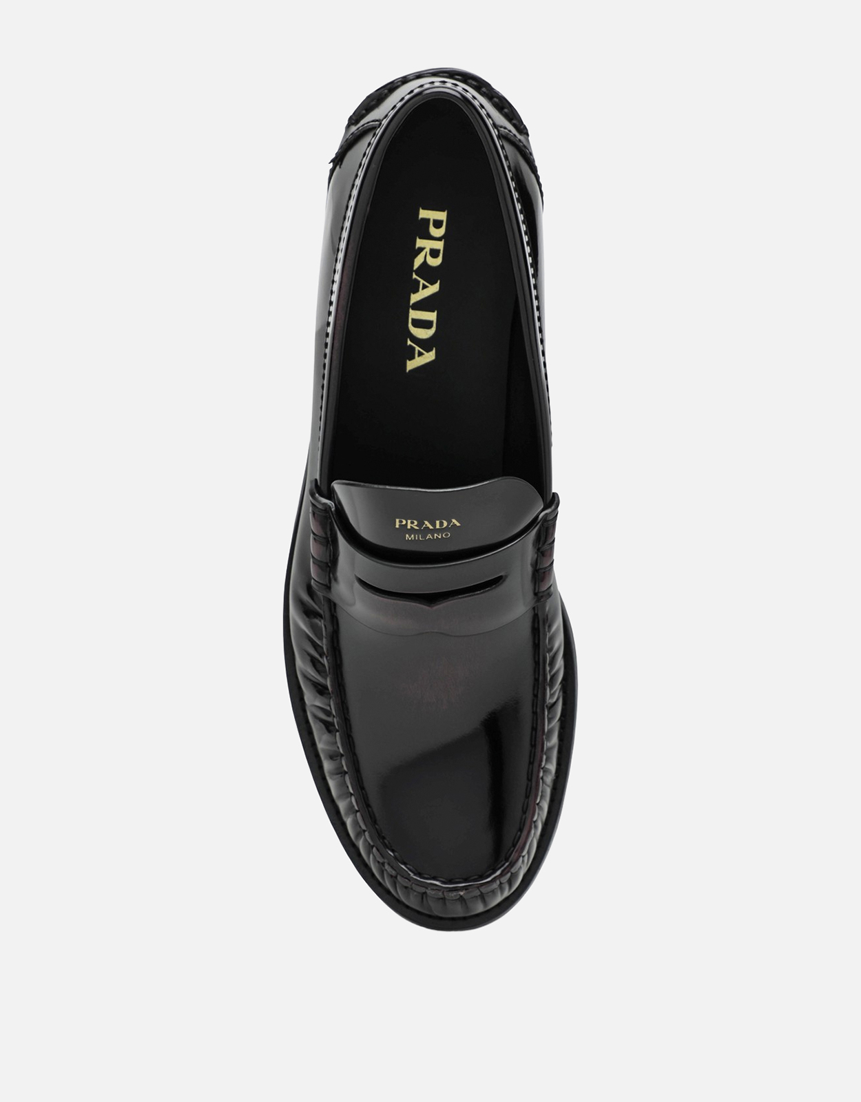 Prada ブラッシュドカーフレザーローファー (すべての新品) IFCHIC.COM