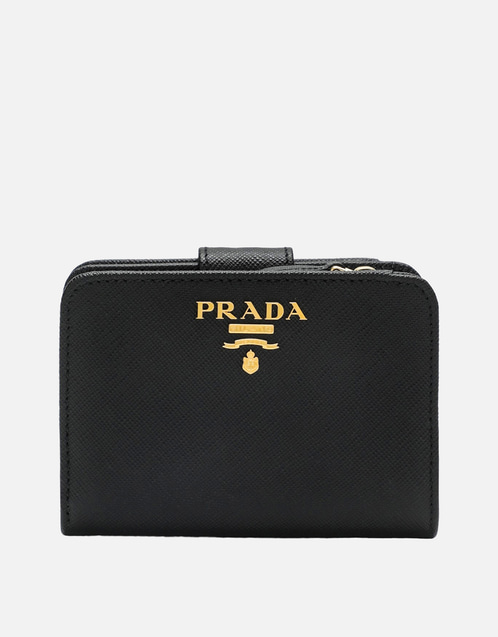 Prada スモールブラックサフィアーノレザーウォレット (財布とカード