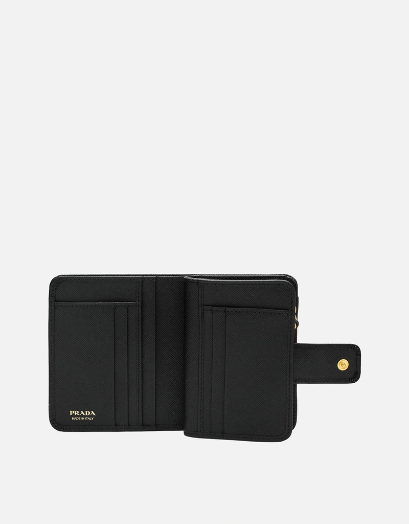 Prada スモールブラックサフィアーノレザーウォレット (財布とカード