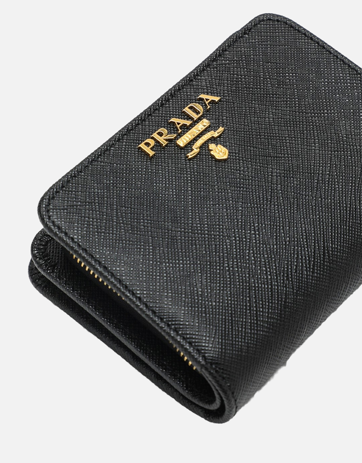 Prada スモールブラックサフィアーノレザーウォレット (財布とカード