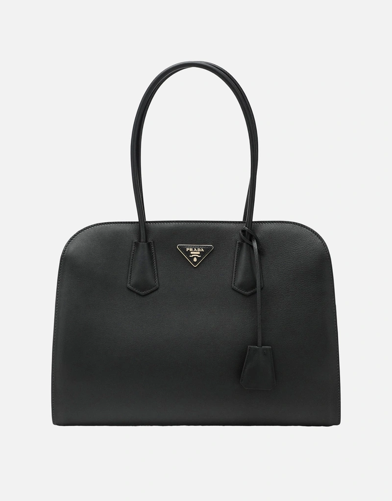 美品　PRADA ブラック XL Prada ラージブラックレザーショッピングバッグ (すべての新品) IFCHIC.COM
