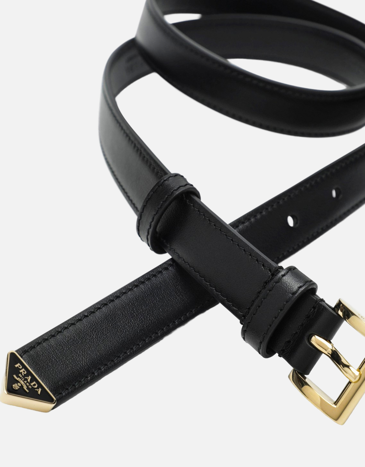 PRADA 黒 ベルト 3度程度使用しただけ！ Prada レザーベルト (ベルト) IFCHIC.COM