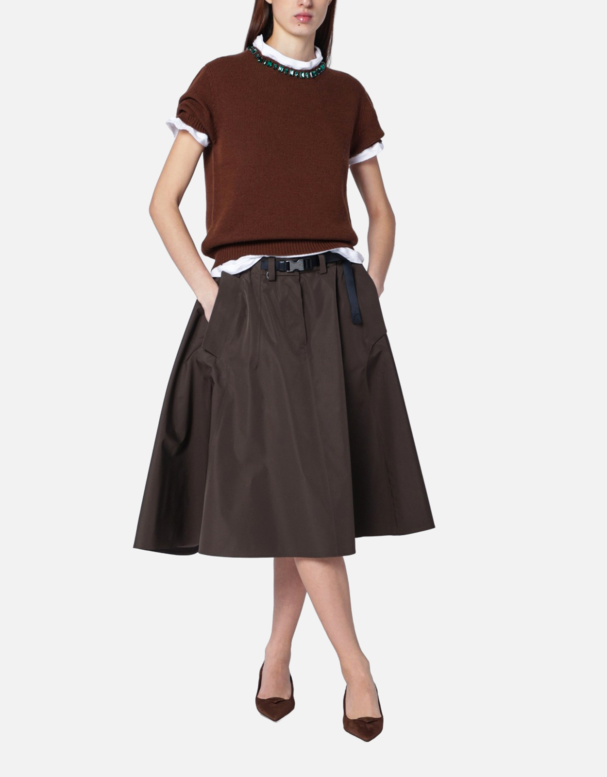 Prada テクニカルファブリックサークルスカート (ドレス) IFCHIC.COM