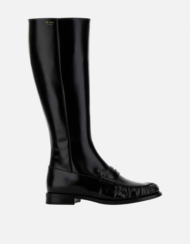 PRADA レザー ブーツ ブラック Prada ブラックレザーブーツ () IFCHIC.COM