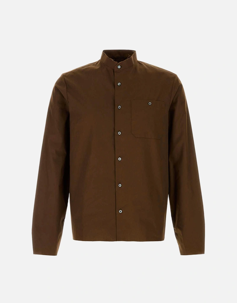 Prada メンズコットンブレンドスリムフィットスタンドカラーシャツ