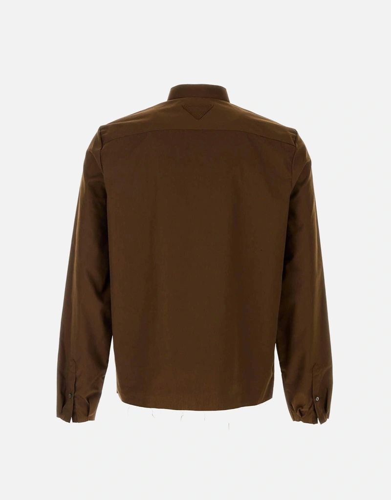 Prada メンズコットンブレンドスリムフィットスタンドカラーシャツ