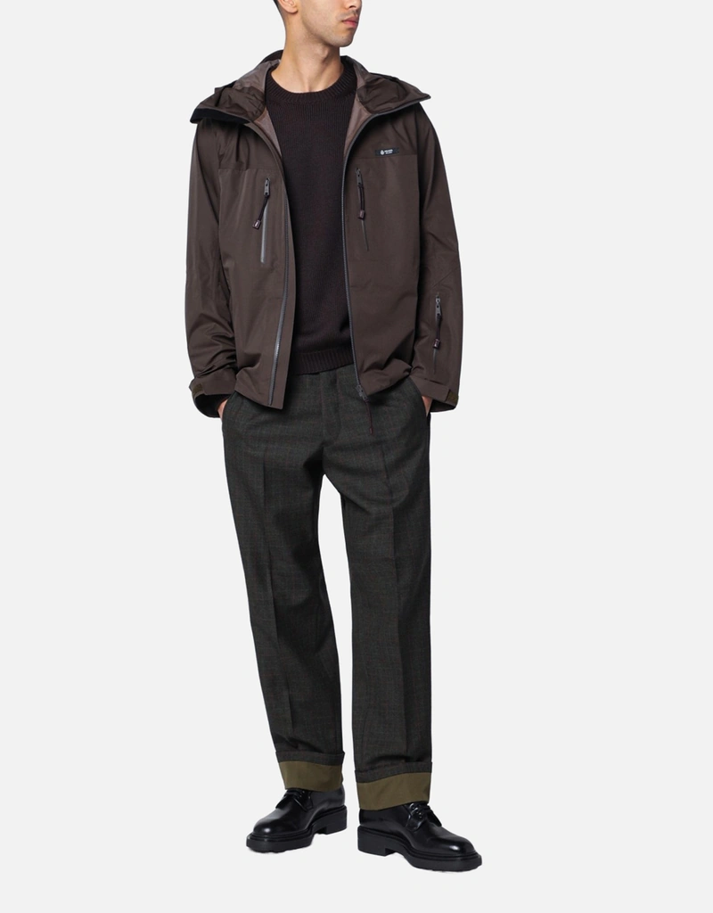 Prada メンズ迷彩グリーンポリエステルフーデッドジャケット (すべての