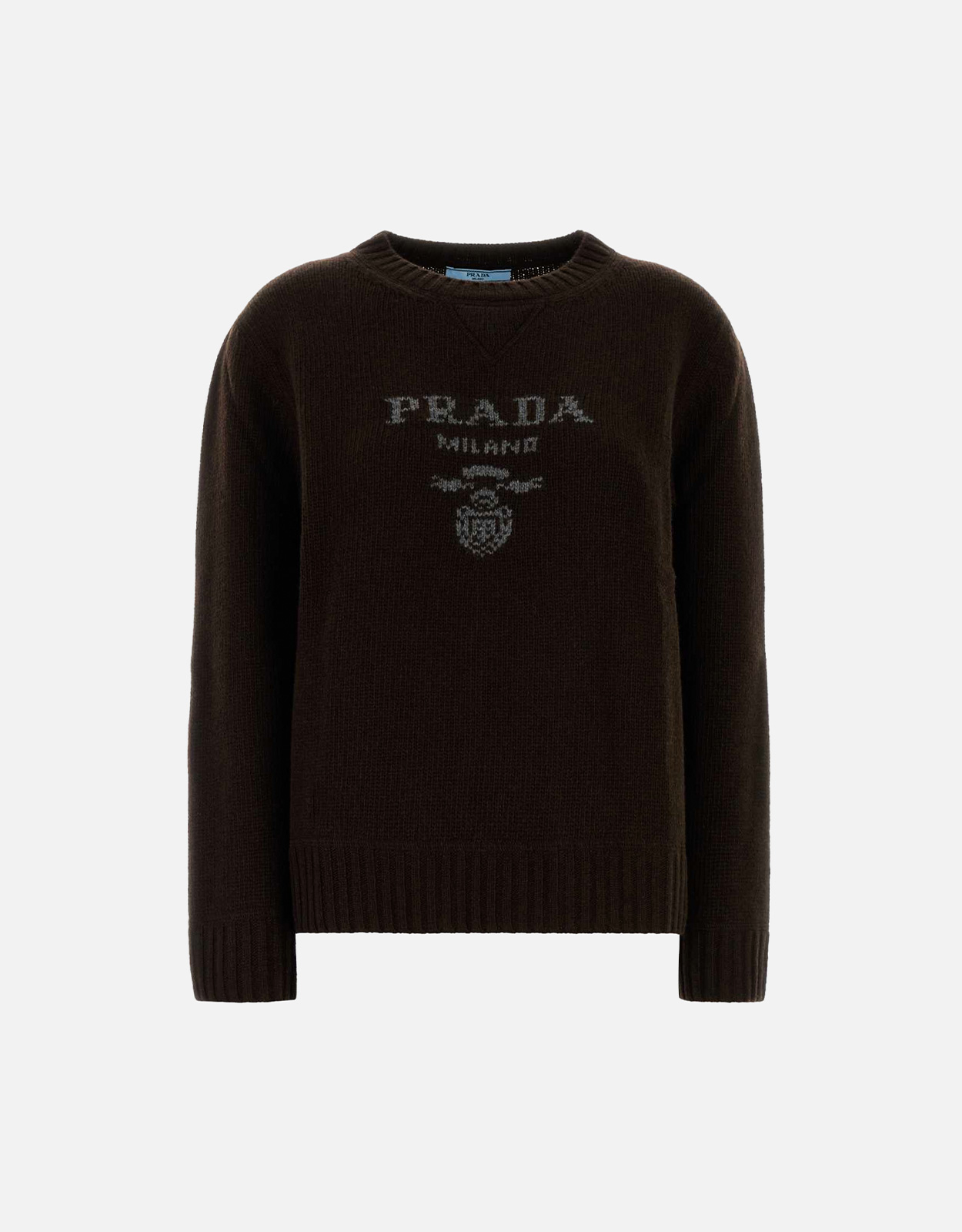Prada カシミヤウールロゴメンズフィットリブクルーネックセーター