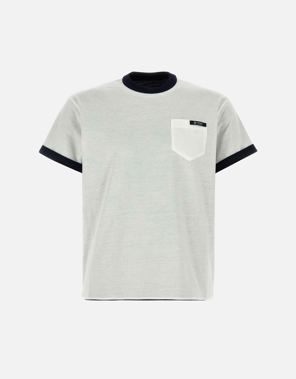 PRADA Tシャツ 98%ポリエステル素材　ホワイト/ネイビー Prada メンズリバーシブルコットンTシャツ (すべての新品) IFCHIC.COM