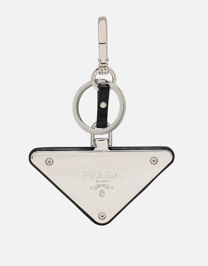 Prada ブラックレザーキーリング (キーチェーンとバッグチャーム