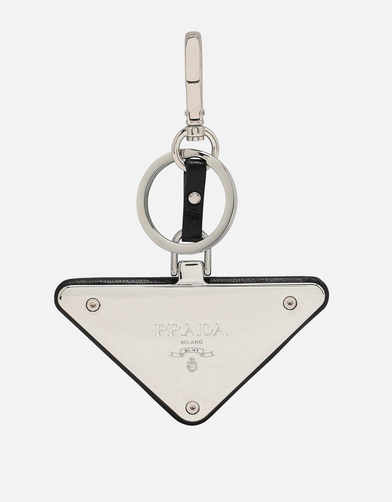 Prada ブラックレザーキーリング (キーチェーンとバッグチャーム