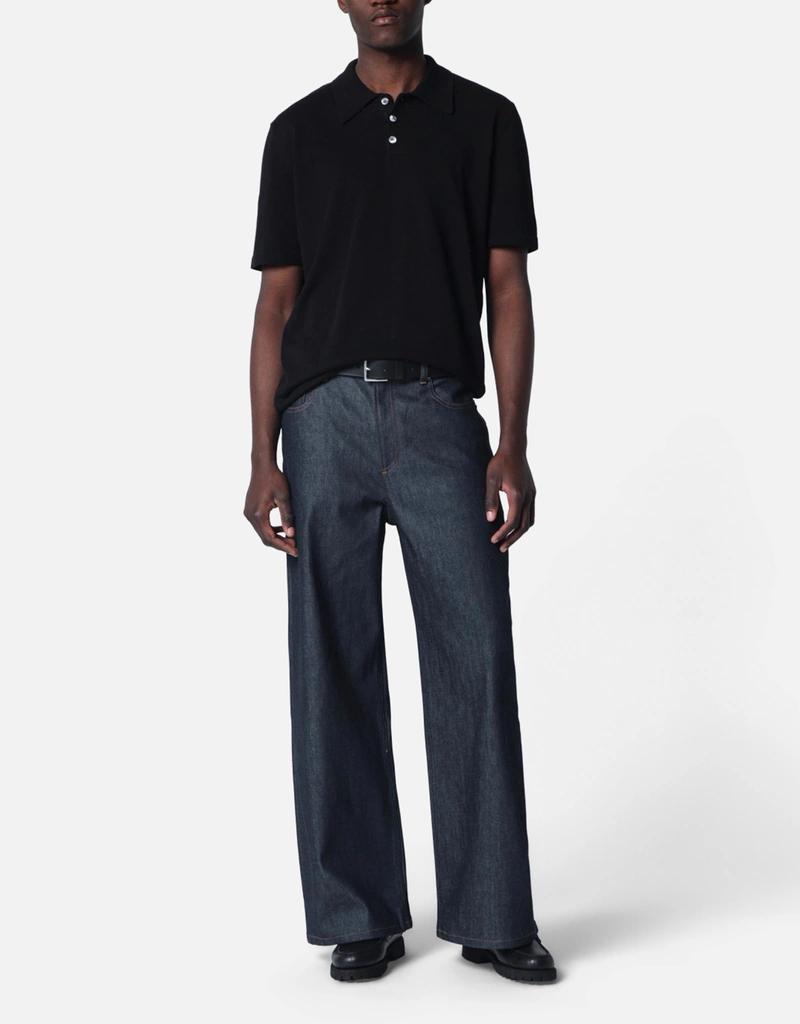 A.P.C. メンズ ブラックコットンニットポロシャツ (シャツ) IFCHIC.COM A.P.C. メンズ ブラックコットンニットポロシャツ (シャツ) IFCHIC.COM