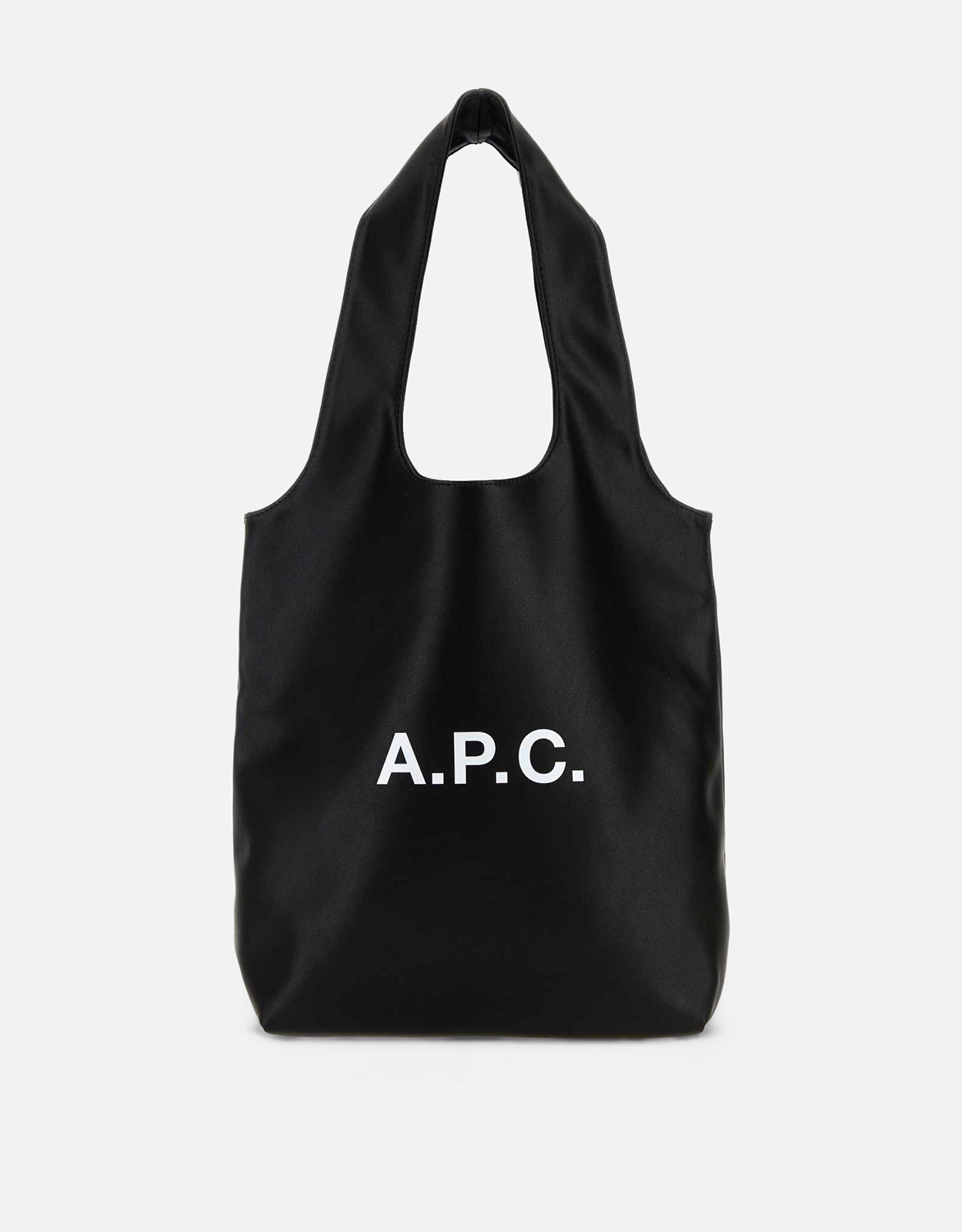A.P.C. Unisex Black Synthetic Leather Shopping Bag　A.P.C.ユニセックスブラック合成皮革ショッピングバッグ A.P.C.