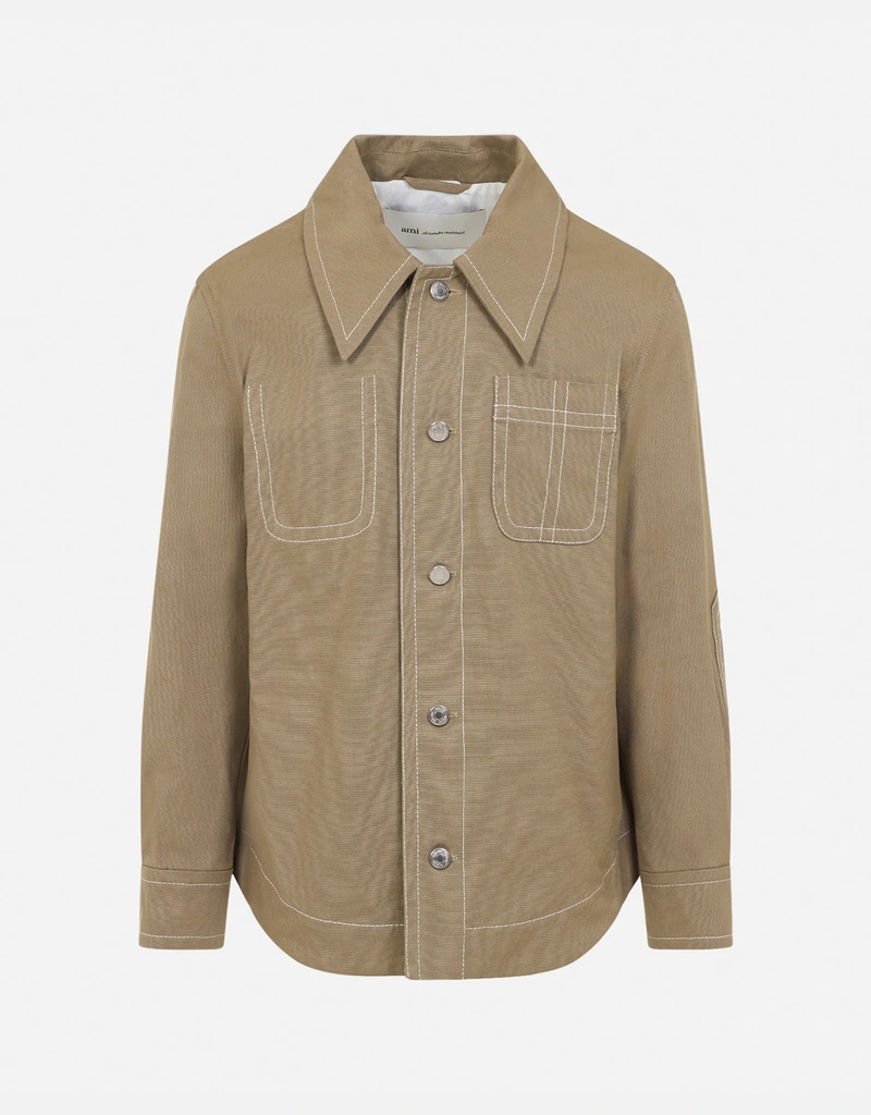 AMI Paris メンズワーカー ボタン付きコットンジャケット (すべての