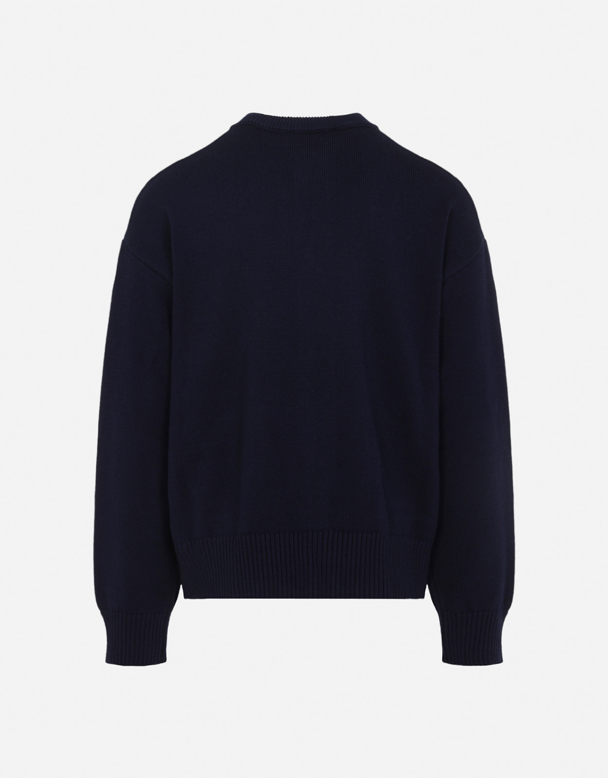AMI Paris メンズウールコットンインターシャクルーネックカーディガン