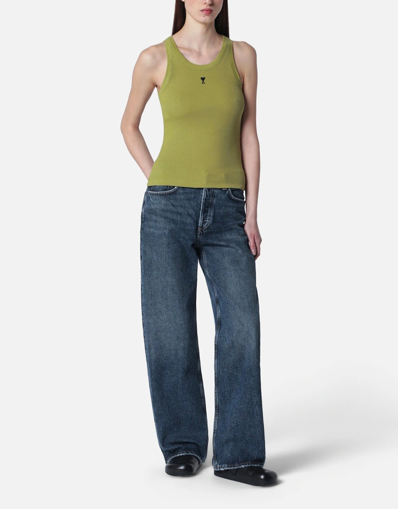 AMI Paris 抹茶グリーンコットンタンクトップ (トップス) IFCHIC.COM