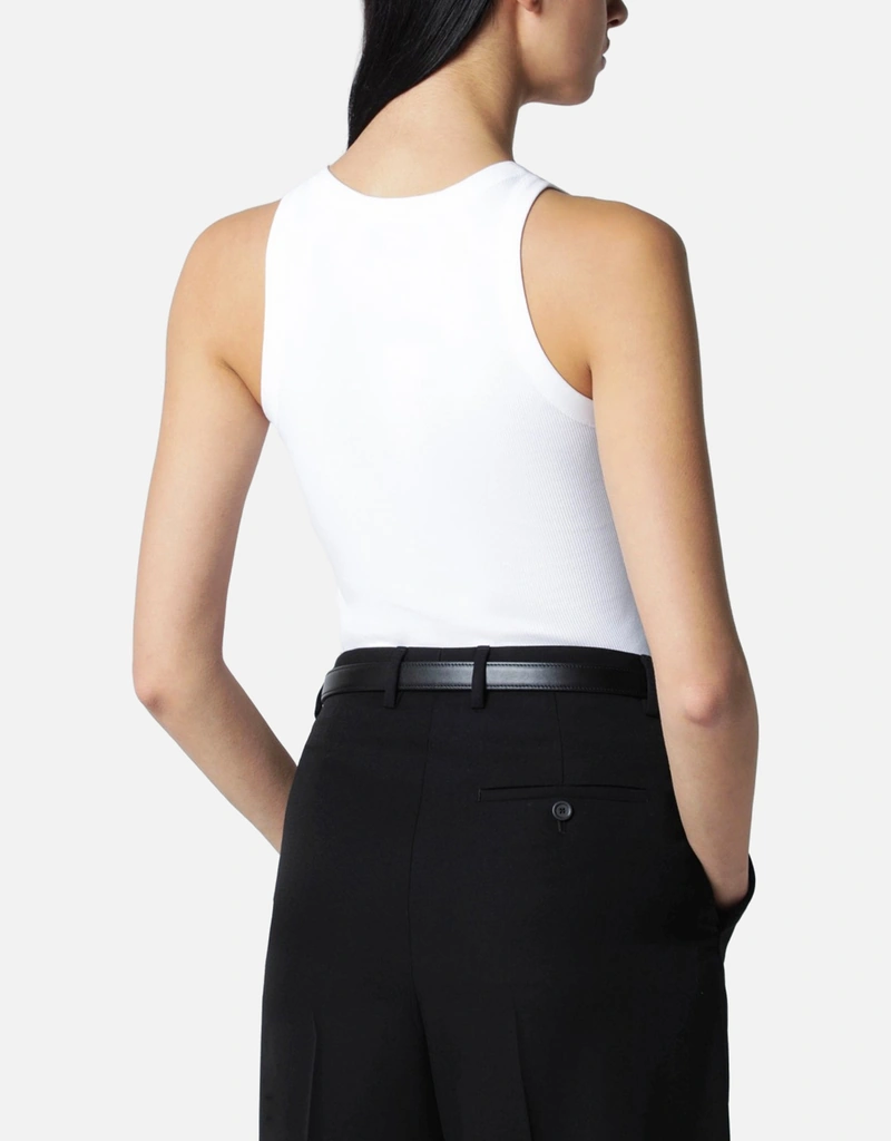 AMI Paris ホワイト Ami De Coeur コットンタンクトップ (トップス