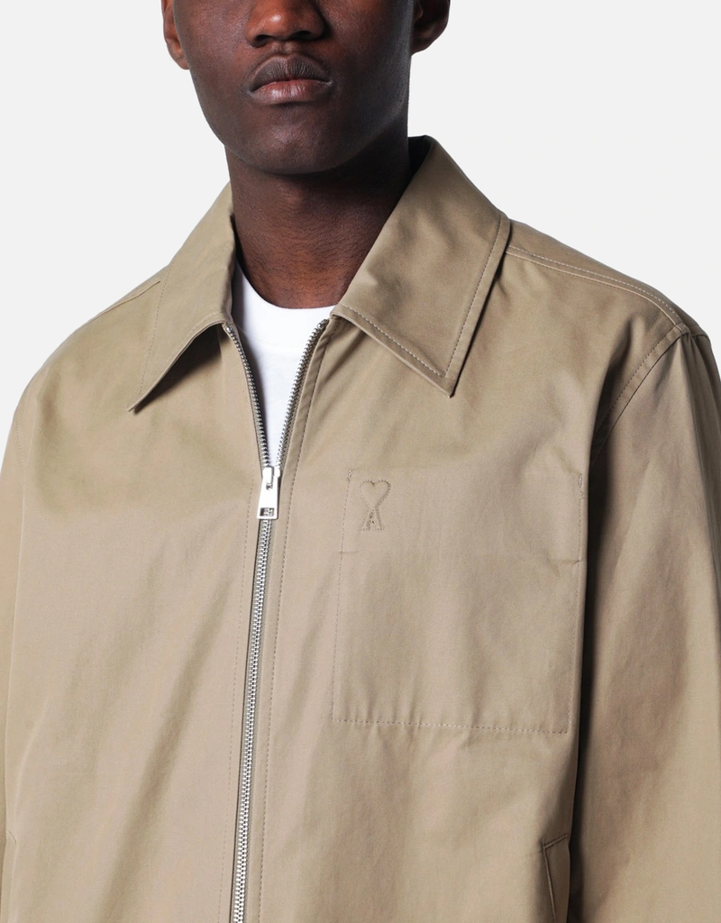 AMI Paris Beige Ami De Coeur zip-up jacket (All New In) IFCHIC.COM