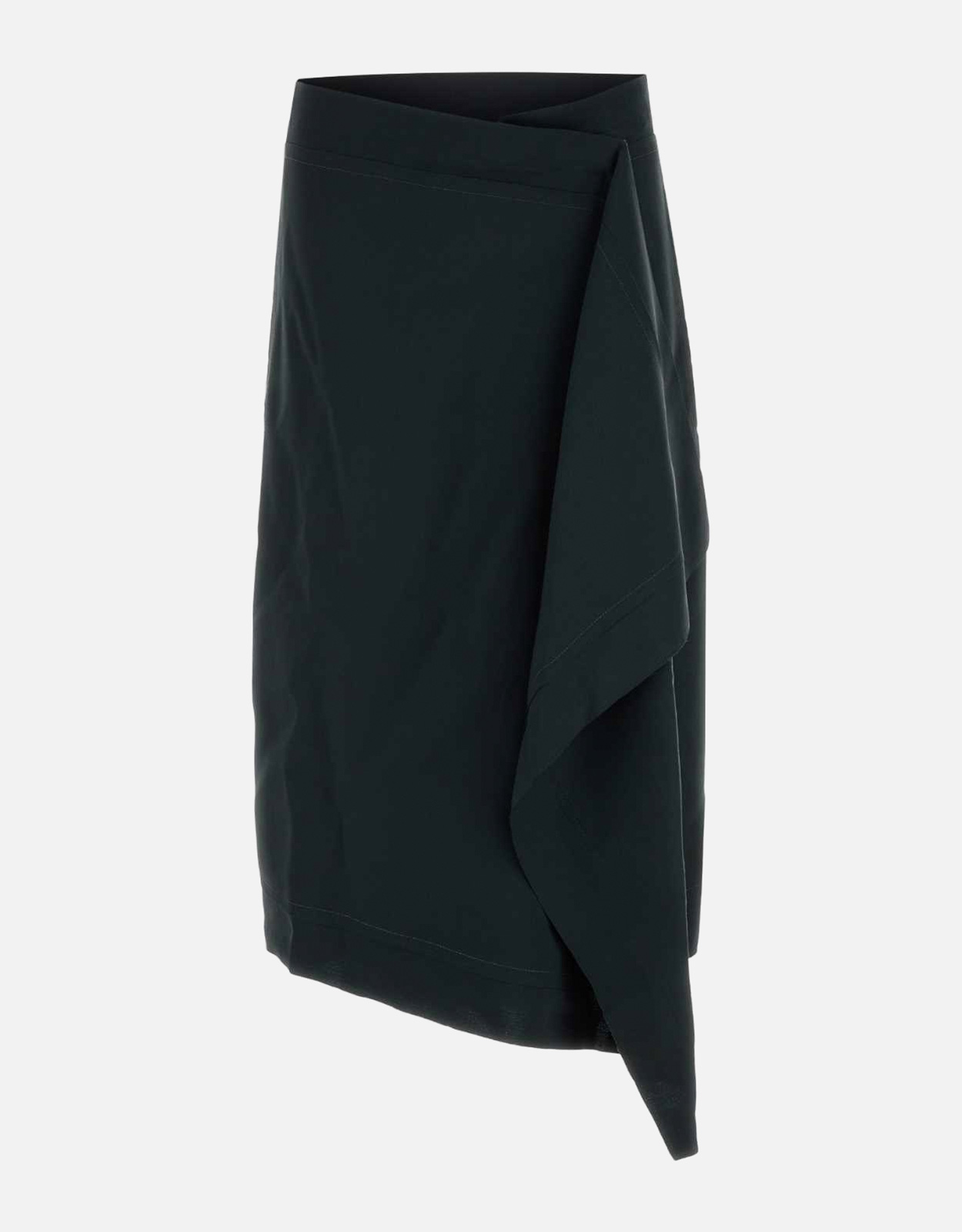 AMI Paris ブラック初剪羊毛ミディラップスカート (すべての新品