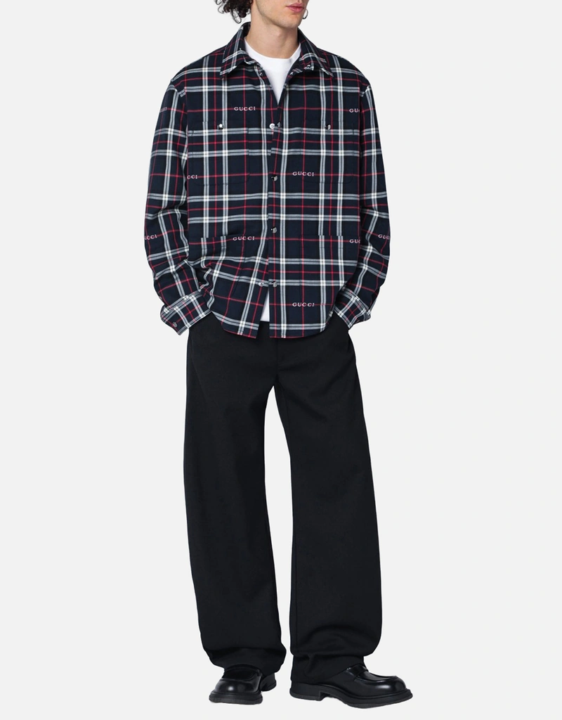 Gucci ラガーシャツ Gucci Blue cotton jacquard tartan shirt (All New In) IFCHIC.COM