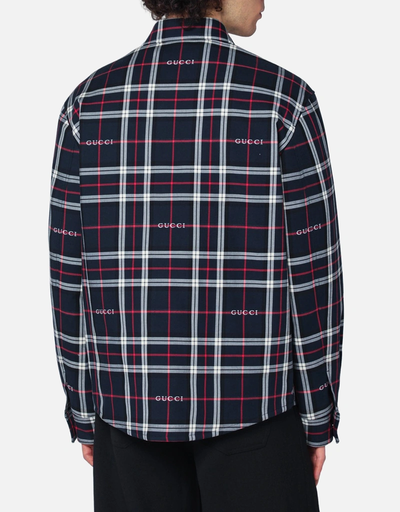 Gucci ラガーシャツ Gucci Blue cotton jacquard tartan shirt (All New In) IFCHIC.COM