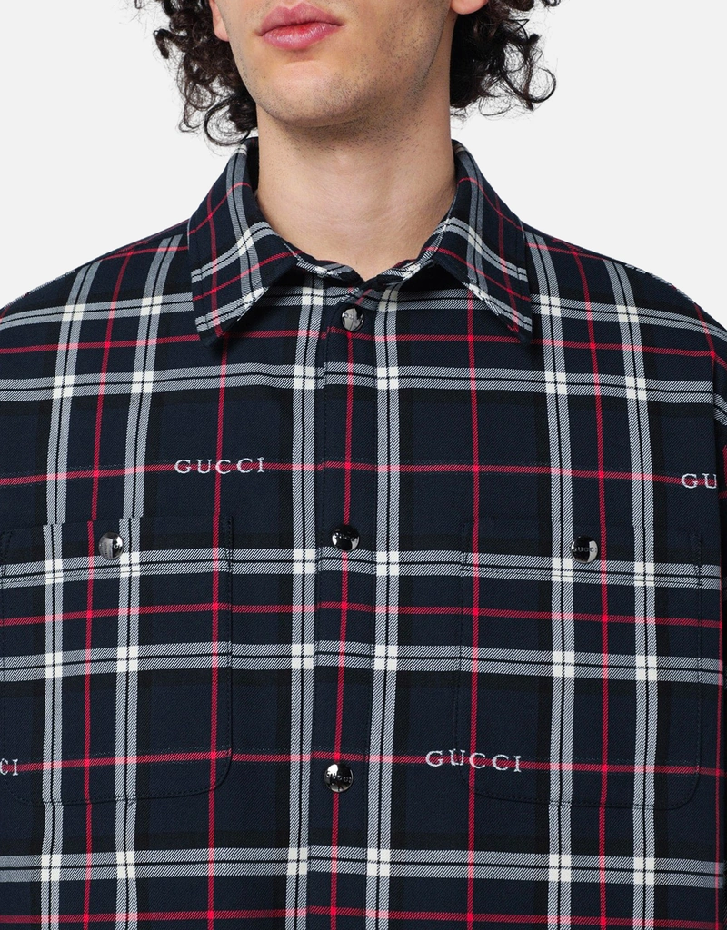 Gucci ラガーシャツ Tartan cotton jacquard shirt in multicolor | GUCCI® US