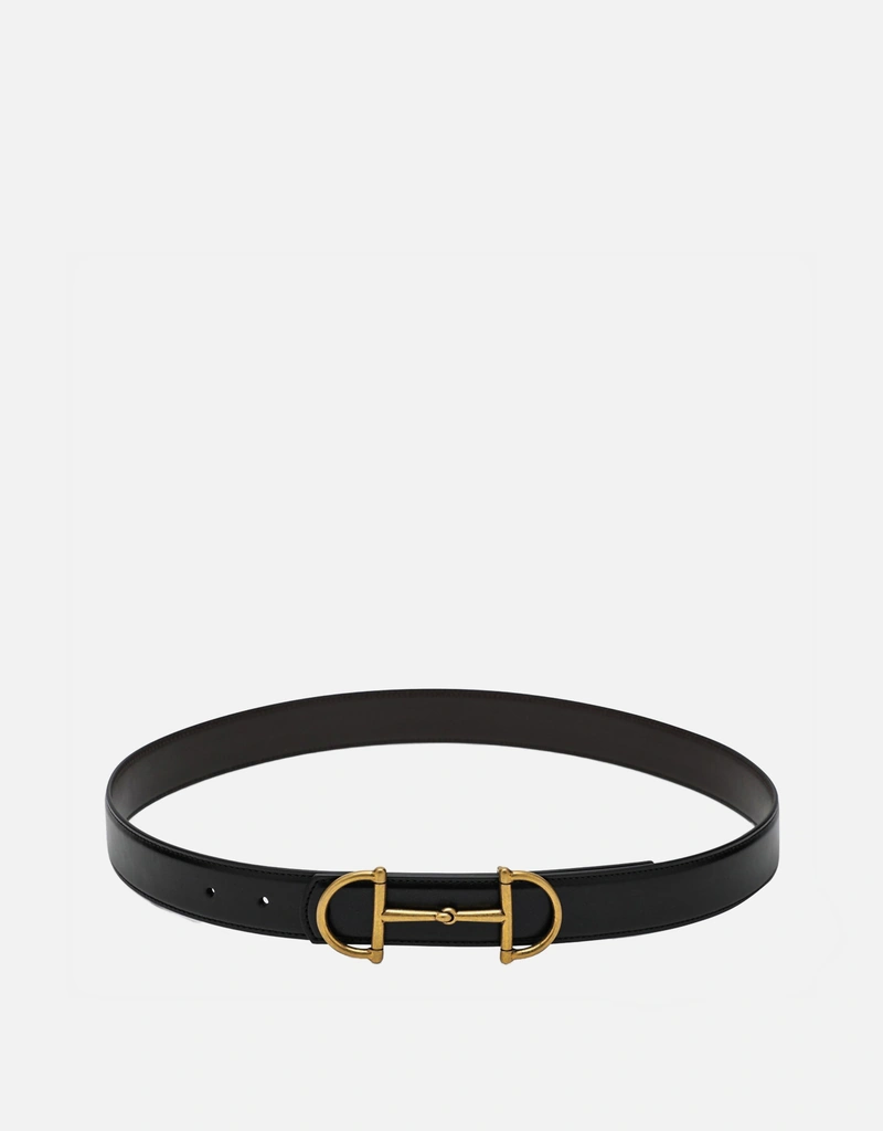 Gucci メンズリバーシブルレザーベルト ホースビット付き (アクセサリ