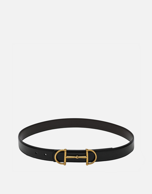 Gucci メンズリバーシブルレザーベルト ホースビット付き (アクセサリ