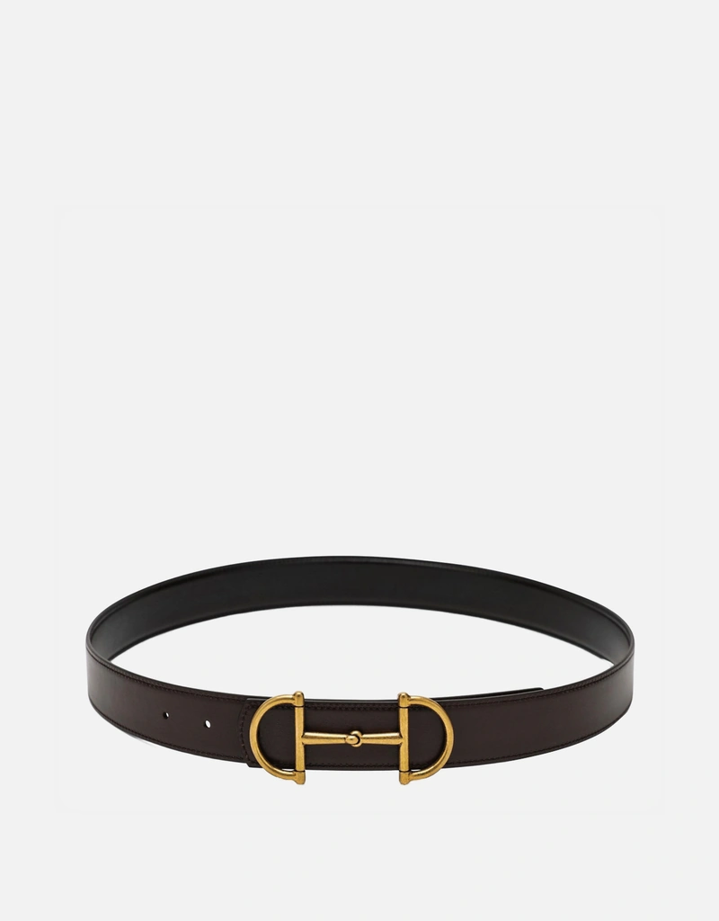 Gucci メンズリバーシブルレザーベルト ホースビット付き (アクセサリ