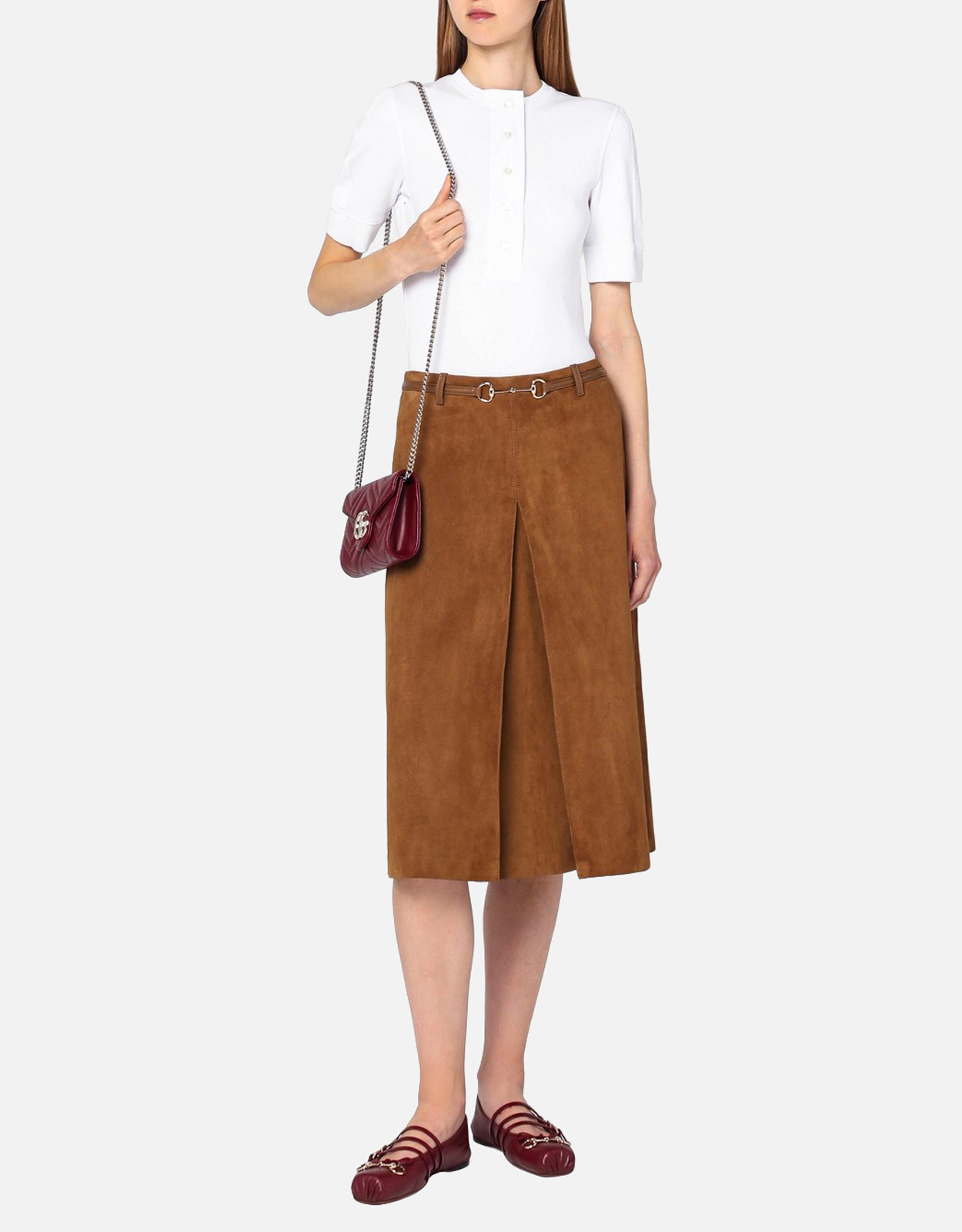 Gucci ホースビットスエード膝丈スカート (ドレス) IFCHIC.COM